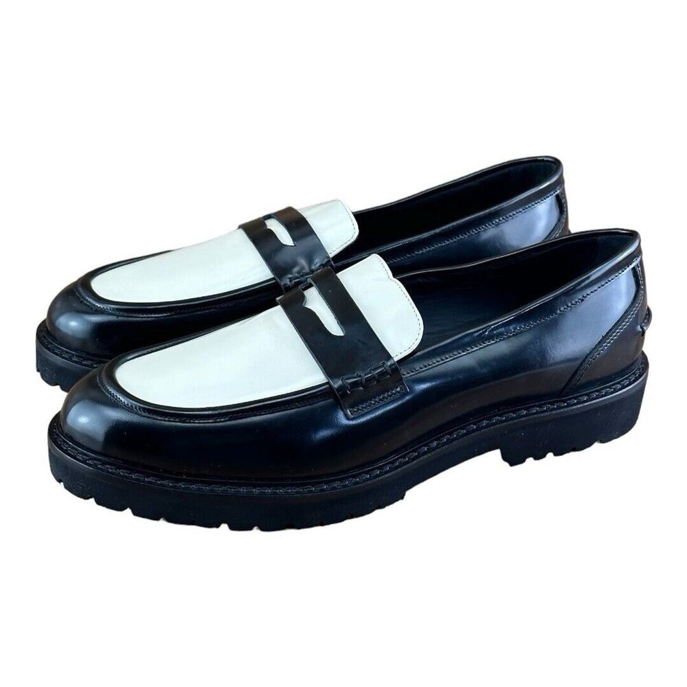 Koio Arezzo Penny Loafers Size 12 Black White Leather AZDIM120